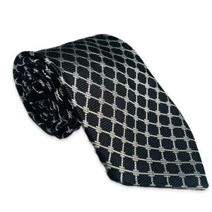 Sophisticated Black and Silver Silk Men's Tie